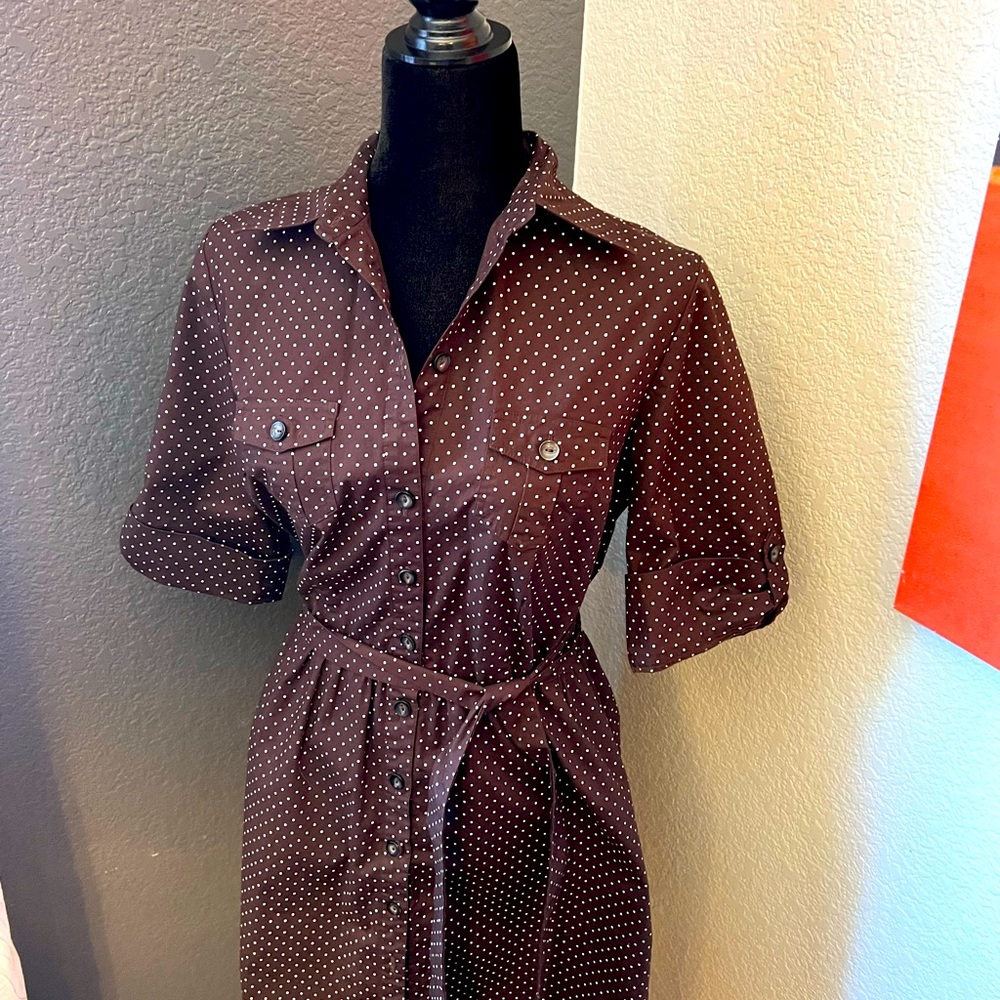 Merona Polka dot wrap dress.  Brown, size medium